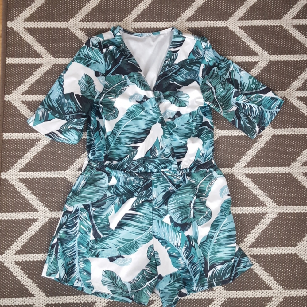 Tropical print romper